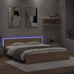 Casa si Gradina - Mobilier - Paturi si accesorii - Paturi - Cadru de pat cu tablie si LED, stejar sonoma, 200x200 cm - Infinity.ro