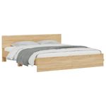 Casa si Gradina - Mobilier - Paturi si accesorii - Paturi - Cadru de pat cu tablie si LED, stejar sonoma, 200x200 cm - Infinity.ro