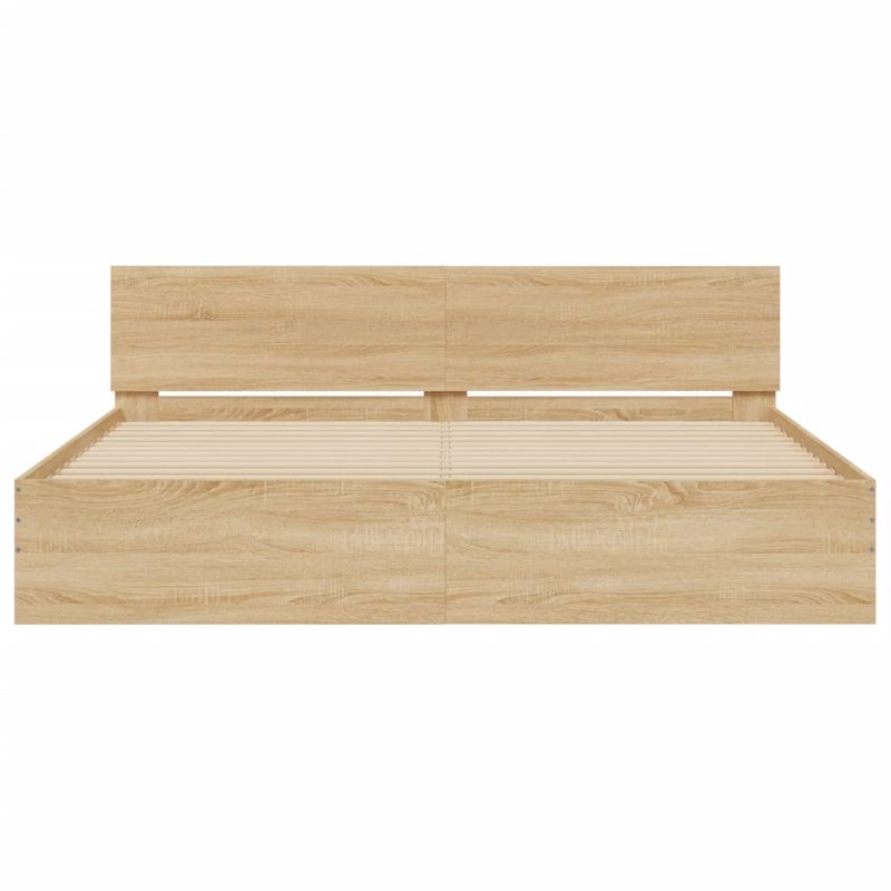 Casa si Gradina - Mobilier - Paturi si accesorii - Paturi - Cadru de pat cu tablie si LED, stejar sonoma, 200x200 cm - Infinity.ro