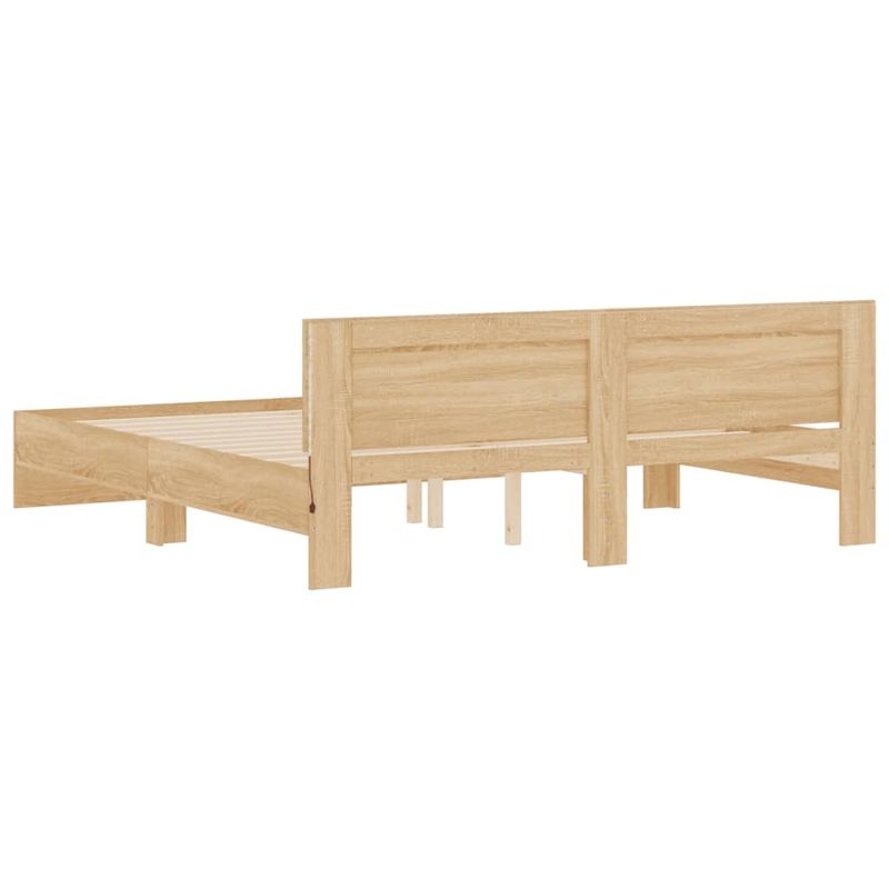 Casa si Gradina - Mobilier - Paturi si accesorii - Paturi - Cadru de pat cu tablie si LED, stejar sonoma, 200x200 cm - Infinity.ro