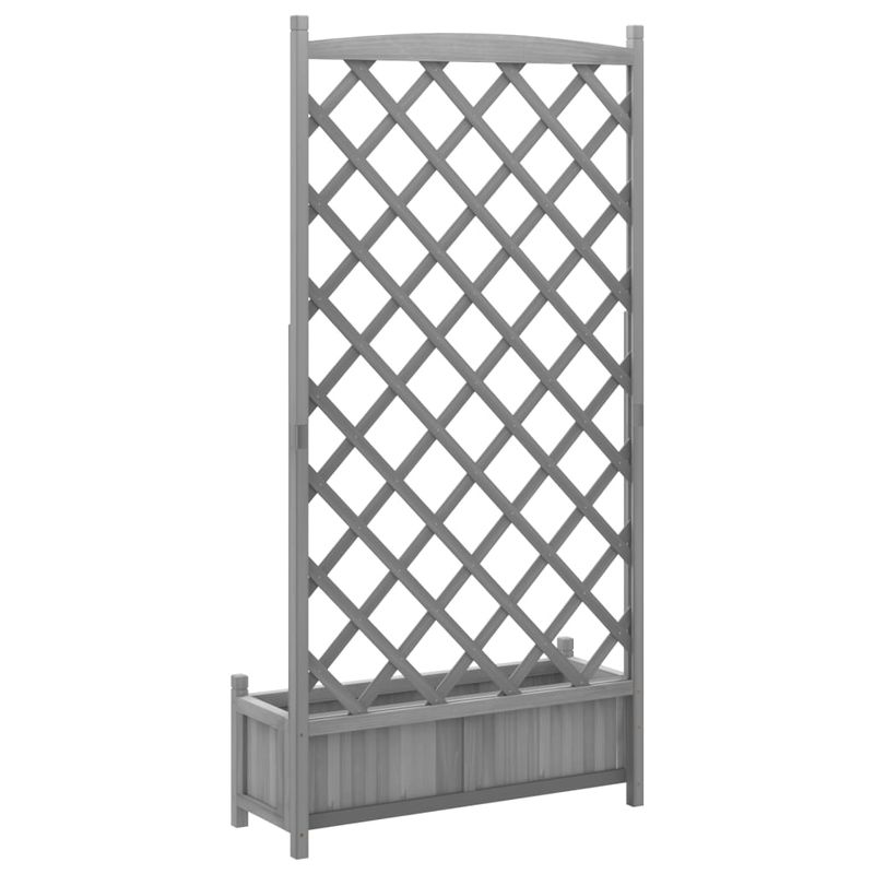 Casa si Gradina - Gradinarit si plante - Plante si ghivece - Ghivece si suporturi - Jardiniera cu spalier, gri, lemn masiv de brad - Infinity.ro