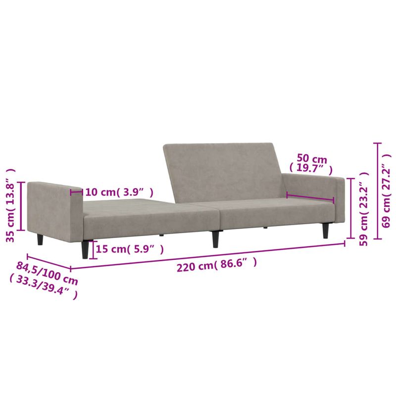 Casa si Gradina - Mobilier - Canapele si coltare - Canapele - Canapea extensibila cu 2 locuri, gri deschis, catifea - Infinity.ro