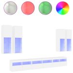 Casa si Gradina - Mobilier - Comode si corpuri - Comode - Set comode TV de perete, 7 piese, cu lumini LED, alb - Infinity.ro