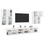 Casa si Gradina - Mobilier - Comode si corpuri - Comode - Set comode TV de perete, 7 piese, cu lumini LED, alb - Infinity.ro