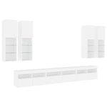 Casa si Gradina - Mobilier - Comode si corpuri - Comode - Set comode TV de perete, 7 piese, cu lumini LED, alb - Infinity.ro