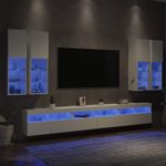 Casa si Gradina - Mobilier - Comode si corpuri - Comode - Set comode TV de perete, 7 piese, cu lumini LED, alb - Infinity.ro