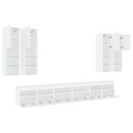 Casa si Gradina - Mobilier - Comode si corpuri - Comode - Set comode TV de perete, 7 piese, cu lumini LED, alb - Infinity.ro