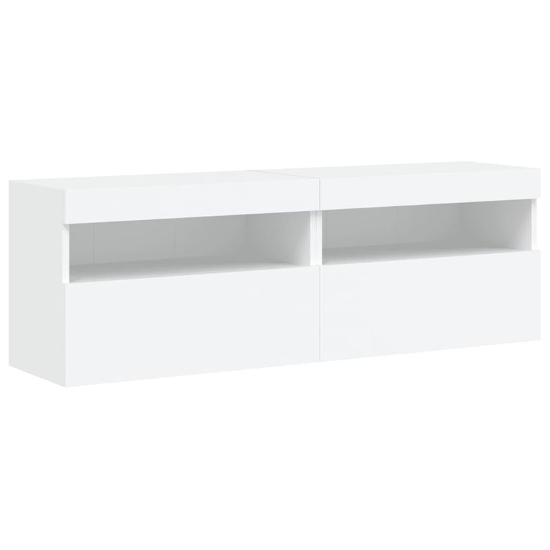 Casa si Gradina - Mobilier - Comode si corpuri - Comode - Set comode TV de perete, 7 piese, cu lumini LED, alb - Infinity.ro