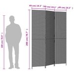 Casa si Gradina - Decoratiuni - Pereti despartitori si paravane - Separator de camera cu 3 panouri, negru, poliratan, model țesătură plină, mărime 147x200 cm - Infinity.ro