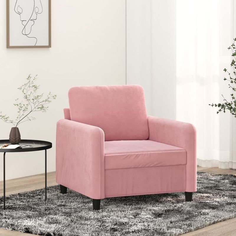 Casa si Gradina - Mobilier - Canapele si coltare - Canapele - Canapea de o persoana, Roz, 60 cm, catifea - Infinity.ro