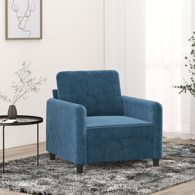 Casa si Gradina - Mobilier - Canapele si coltare - Canapele - Canapea de o persoana, Albastru, 60 cm, catifea - Infinity.ro