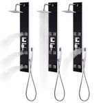 Casa si Gradina - Constructii - Scule electrice si accesorii - Accesorii polizare si slefuire - Unitate panou de dus, sticla, 18 x 42,1 x 120 cm, negru - Infinity.ro