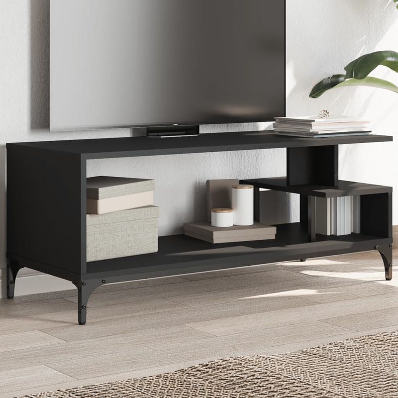 Casa si Gradina - Mobilier - Comode si corpuri - Comode - Comoda TV negru 102x40x41 cm lemn si otel vopsit electrostatic - Infinity.ro