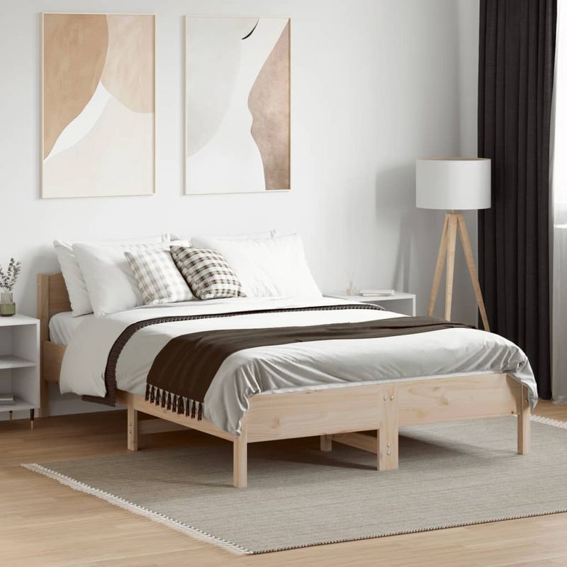 Casa si Gradina - Mobilier - Paturi si accesorii - Paturi - Cadru de pat cu tablie, 135x190 cm, lemn masiv de pin - Infinity.ro