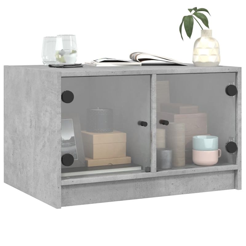 Casa si Gradina - Mobilier - Mese si birouri - Masute de cafea - Masuta de cafea cu usi din sticla, gri beton, 68x50x42 cm - Infinity.ro