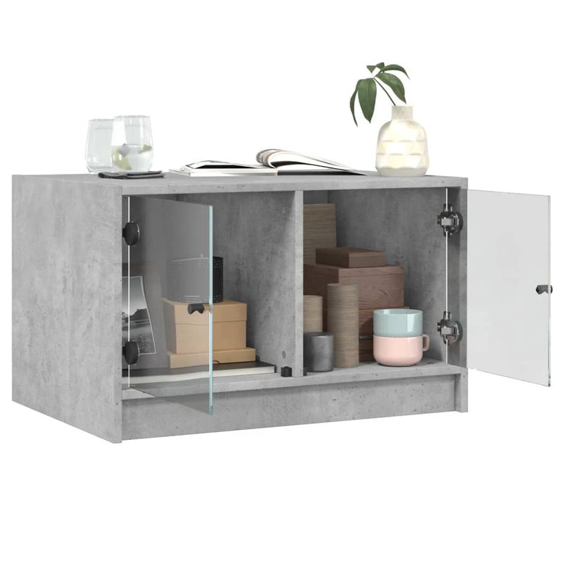 Casa si Gradina - Mobilier - Mese si birouri - Masute de cafea - Masuta de cafea cu usi din sticla, gri beton, 68x50x42 cm - Infinity.ro