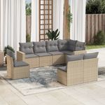 Casa si Gradina - Gradina si terasa - Mobilier exterior - Canapele si fotolii gradina - Set canapele de gradina, 8 piese, cu perne, bej, poliratan - Infinity.ro