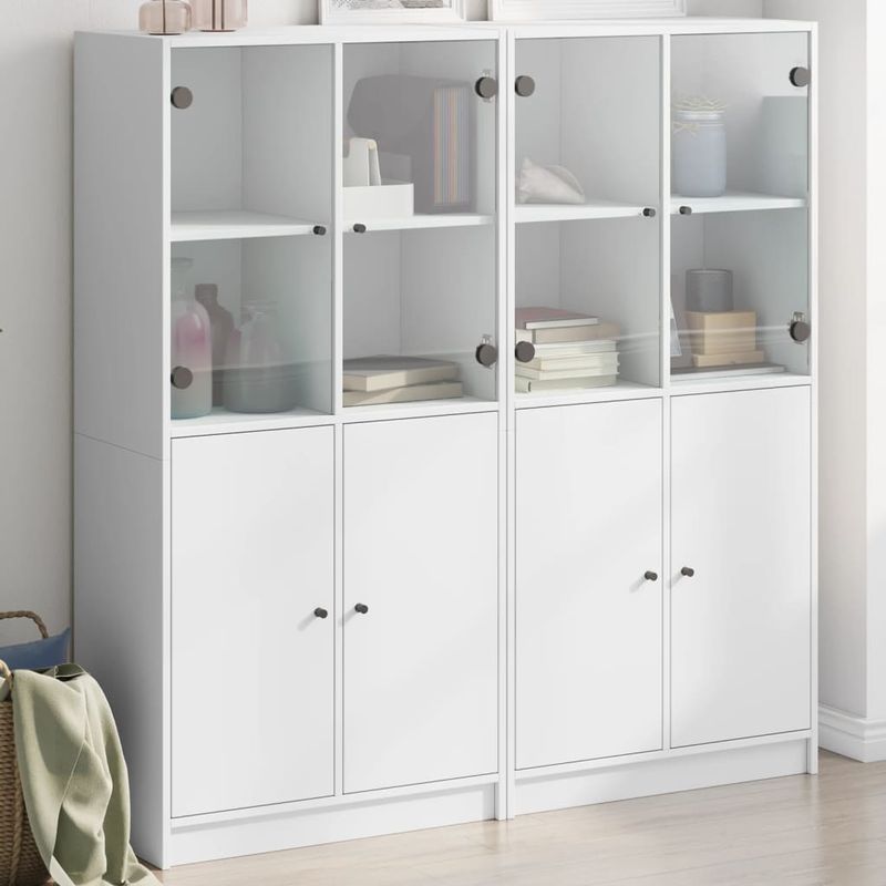 Casa si Gradina - Mobilier - Biblioteci si rafturi - Biblioteci - Biblioteca cu usi, alb, 136x37x142 cm, lemn prelucrat - Infinity.ro