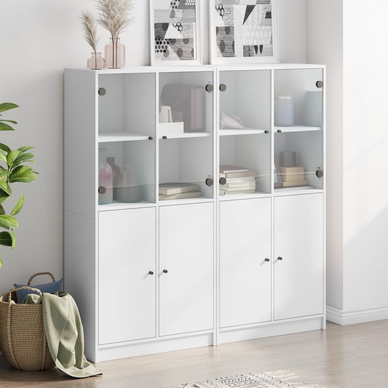 Casa si Gradina - Mobilier - Biblioteci si rafturi - Biblioteci - Biblioteca cu usi, alb, 136x37x142 cm, lemn prelucrat - Infinity.ro