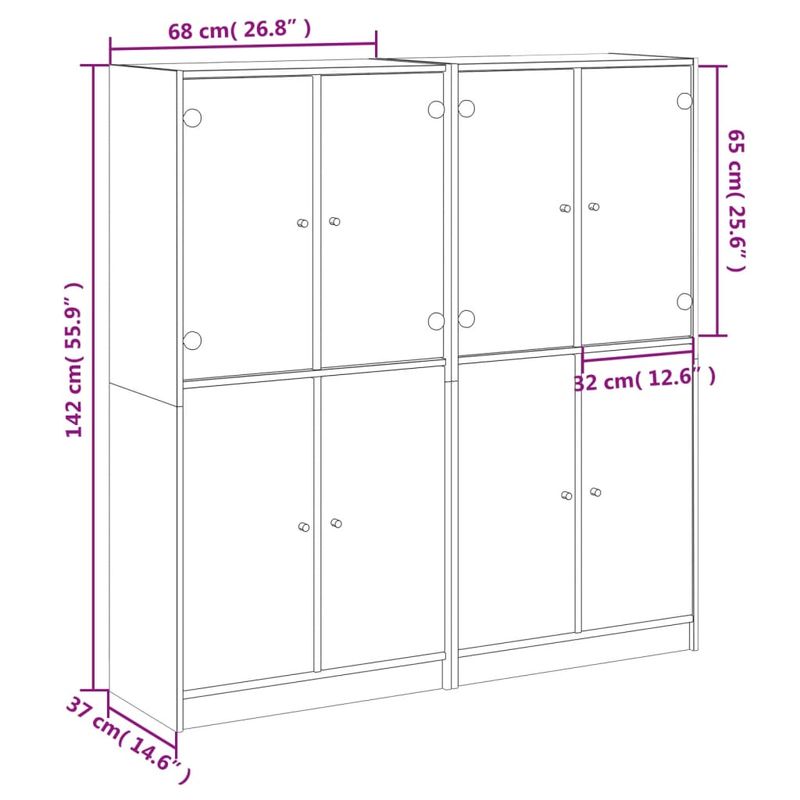 Casa si Gradina - Mobilier - Biblioteci si rafturi - Biblioteci - Biblioteca cu usi, alb, 136x37x142 cm, lemn prelucrat - Infinity.ro