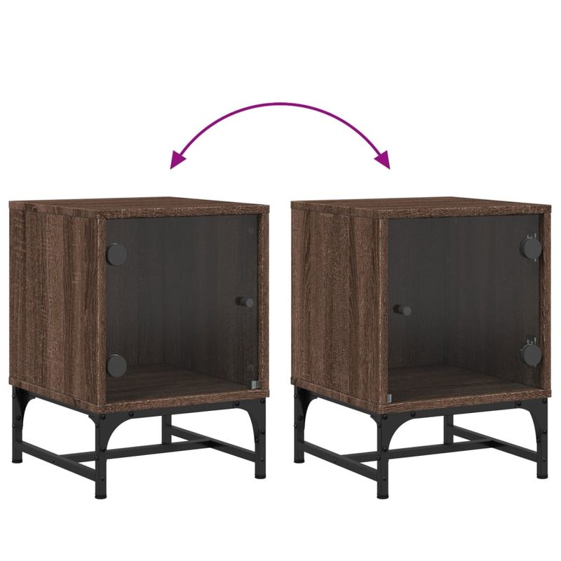 Casa si Gradina - Mobilier - Comode si corpuri - Noptiere - Noptiera cu usa din sticla, stejar maro, 35x37x50 cm - Infinity.ro
