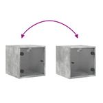 Casa si Gradina - Mobilier - Comode si corpuri - Noptiere - Noptiera cu usa din sticla, gri beton, 35x37x35 cm - Infinity.ro