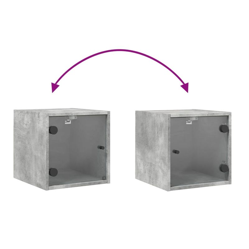 Casa si Gradina - Mobilier - Comode si corpuri - Noptiere - Noptiera cu usa din sticla, gri beton, 35x37x35 cm - Infinity.ro