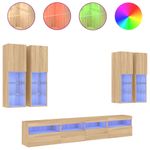 Casa si Gradina - Mobilier - Comode si corpuri - Comode - Comode TV de perete cu lumini LED, 7 piese, stejar sonoma - Infinity.ro