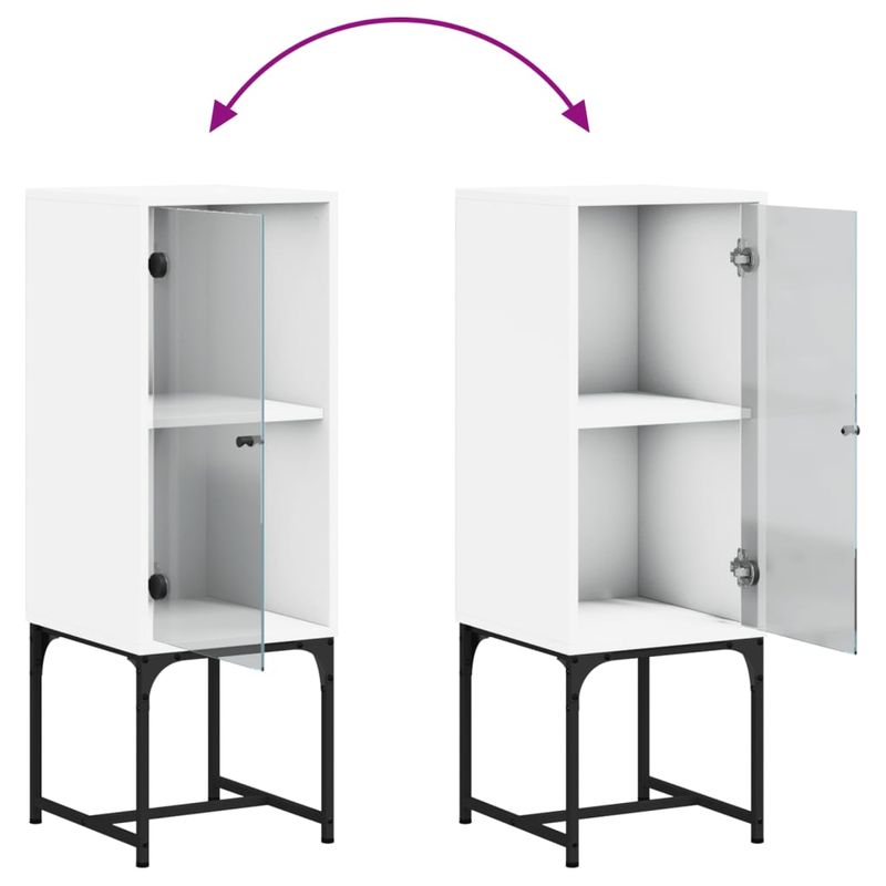 Casa si Gradina - Mobilier - Comode si corpuri - Comode - Noptiera cu usa de sticla, alb, 35x37x100 cm - Infinity.ro