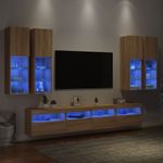 Casa si Gradina - Mobilier - Comode si corpuri - Comode - Comode TV de perete cu lumini LED, 7 piese, stejar sonoma - Infinity.ro