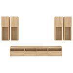 Casa si Gradina - Mobilier - Comode si corpuri - Comode - Comode TV de perete cu lumini LED, 7 piese, stejar sonoma - Infinity.ro