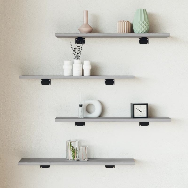 Casa si Gradina - Mobilier - Biblioteci si rafturi - Rafturi - Rafturi de perete, 4 buc., gri sonoma, 60x10x1,5 cm, lemn - Infinity.ro