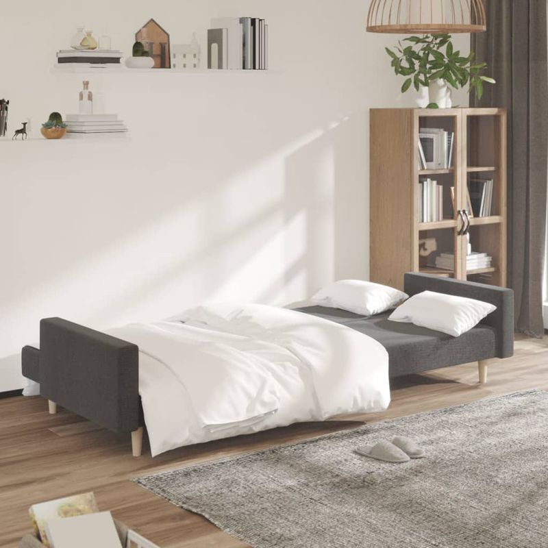 Casa si Gradina - Mobilier - Canapele si coltare - Canapele - Canapea extensibila cu 2 locuri, gri inchis, textil - Infinity.ro