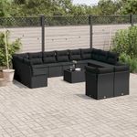 Casa si Gradina - Gradina si terasa - Mobilier exterior - Seturi mobila gradina - Set mobilier de gradina cu perne, 13 piese, negru, poliratan - Infinity.ro