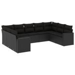 Casa si Gradina - Gradina si terasa - Mobilier exterior - Seturi mobila gradina - Set mobilier de gradina cu perne, 9 piese, negru, poliratan - Infinity.ro