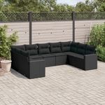Casa si Gradina - Gradina si terasa - Mobilier exterior - Seturi mobila gradina - Set mobilier de gradina cu perne, 9 piese, negru, poliratan - Infinity.ro