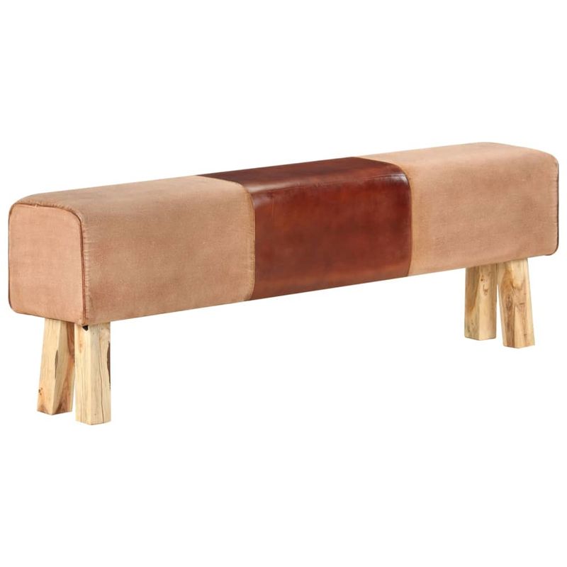 Casa si Gradina - Mobilier - Canapele si coltare - Banchete - Banca Bok gimnastica maro 160 cm piele naturala/lemn acacia, maro deschis - Infinity.ro