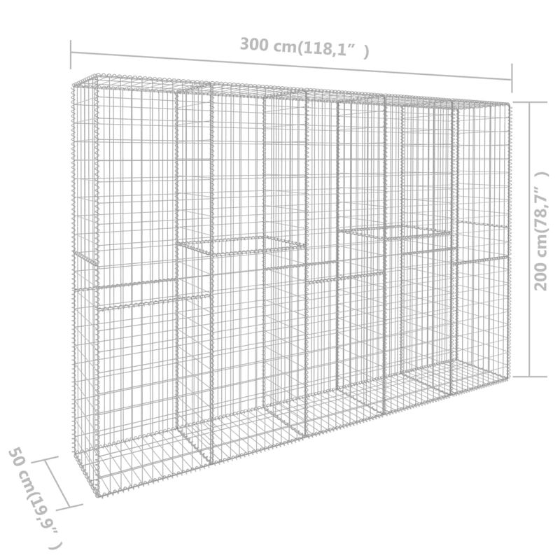 Casa si Gradina - Gradina si terasa - Garduri, panouri si accesorii - Perete gabion cu capace, 300 x 50 x 200 cm, otel galvanizat - Infinity.ro