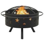Casa si Gradina - Termice - Sobe, Seminee si accesorii - Seminee - Vatra de foc cu vatrai, 76 cm, otel, XXL - Infinity.ro
