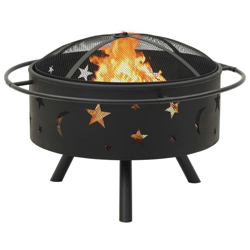 Casa si Gradina - Termice - Sobe, Seminee si accesorii - Seminee - Vatra de foc cu vatrai, 76 cm, otel, XXL - Infinity.ro