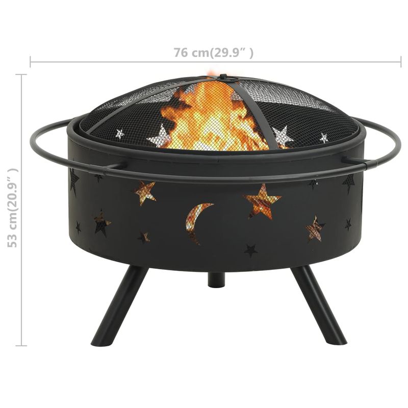 Casa si Gradina - Termice - Sobe, Seminee si accesorii - Seminee - Vatra de foc cu vatrai, 76 cm, otel, XXL - Infinity.ro