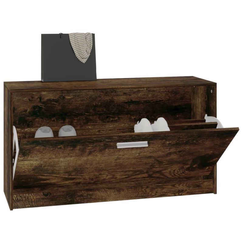 Casa si Gradina - Mobilier - Organizare si depozitare - Organizator incaltaminte - Banca pentru pantofi stejar fumuriu 80x24x45 cm lemn prelucrat - Infinity.ro