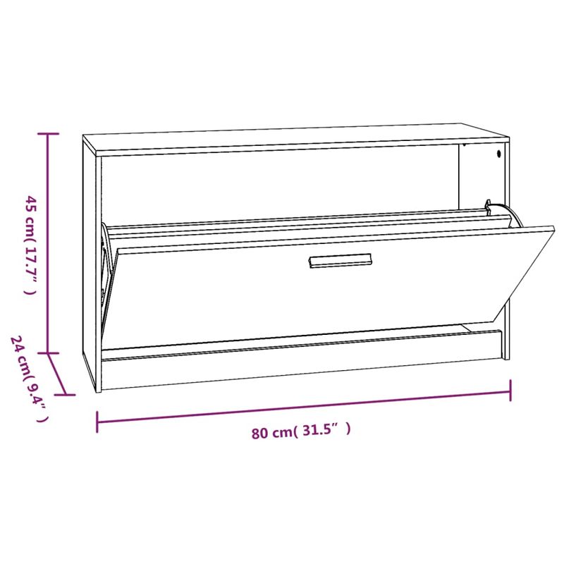 Casa si Gradina - Mobilier - Organizare si depozitare - Organizator incaltaminte - Banca pentru pantofi stejar fumuriu 80x24x45 cm lemn prelucrat - Infinity.ro
