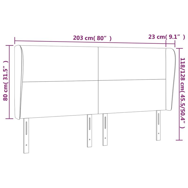 Casa si Gradina - Mobilier - Paturi si accesorii - Accesorii paturi - Tablie pat cu urechi albastru inchis 203x23x118/128 cm catifea - Infinity.ro