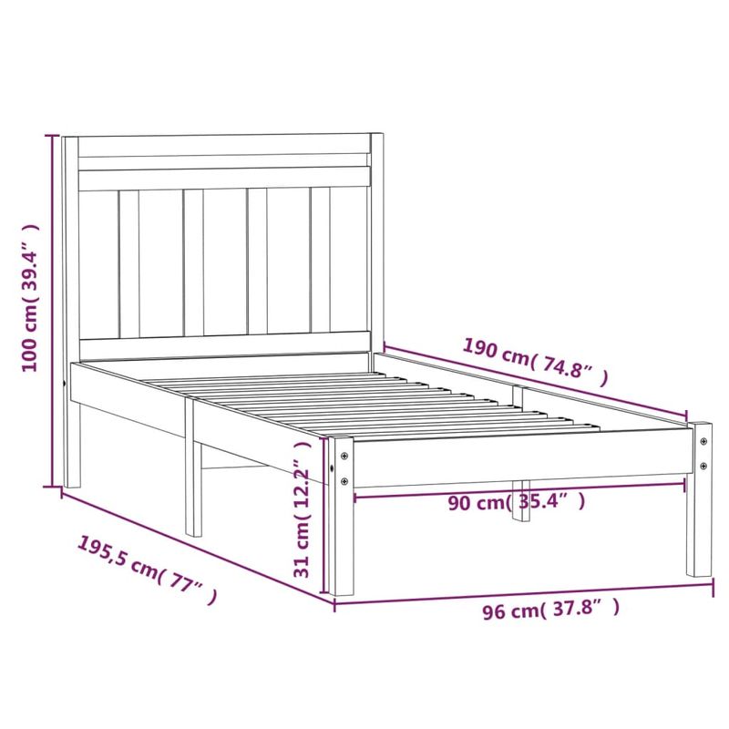 Casa si Gradina - Mobilier - Paturi si accesorii - Paturi - Cadru de pat single, alb, 90x190 cm, lemn masiv - Infinity.ro