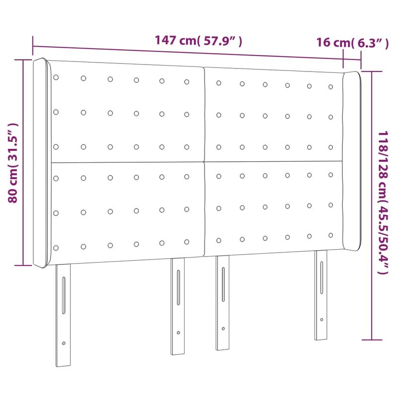 Casa si Gradina - Mobilier - Paturi si accesorii - Accesorii paturi - Tablie de pat cu aripioare, alb, 147x16x118/128 cm, piele eco - Infinity.ro