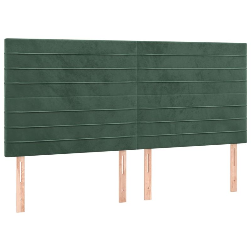 Casa si Gradina - Mobilier - Paturi si accesorii - Accesorii paturi - Tablie de pat cu LED, verde inchis, 160x5x118/128 cm, catifea - Infinity.ro