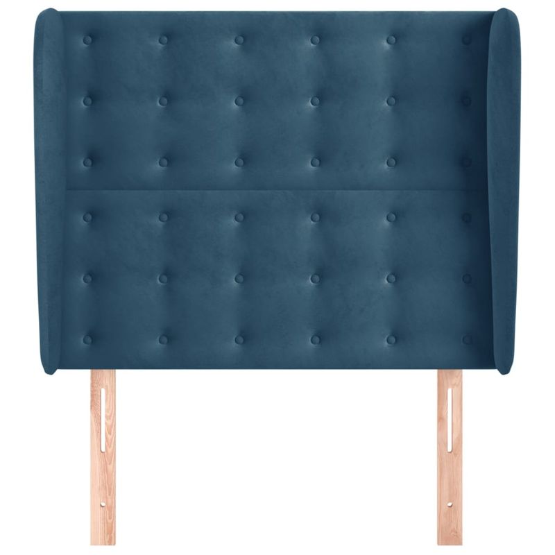 Casa si Gradina - Mobilier - Paturi si accesorii - Accesorii paturi - Tablie pat cu urechi albastru inchis 103x23x118/128cm catifea - Infinity.ro