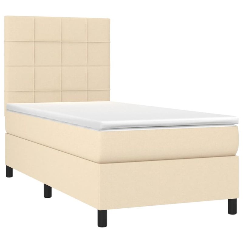 Casa si Gradina - Mobilier - Paturi si accesorii - Paturi - Pat cu arcuri, saltea si LED, crem, 80x200 cm, textil - Infinity.ro