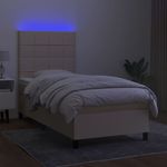 Casa si Gradina - Mobilier - Paturi si accesorii - Paturi - Pat cu arcuri, saltea si LED, crem, 80x200 cm, textil - Infinity.ro